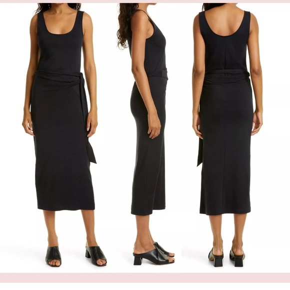 Vince Dresses & Skirts - $225 New VINCE Side drape stretch long cotton tank dress.. grey blue Size XS